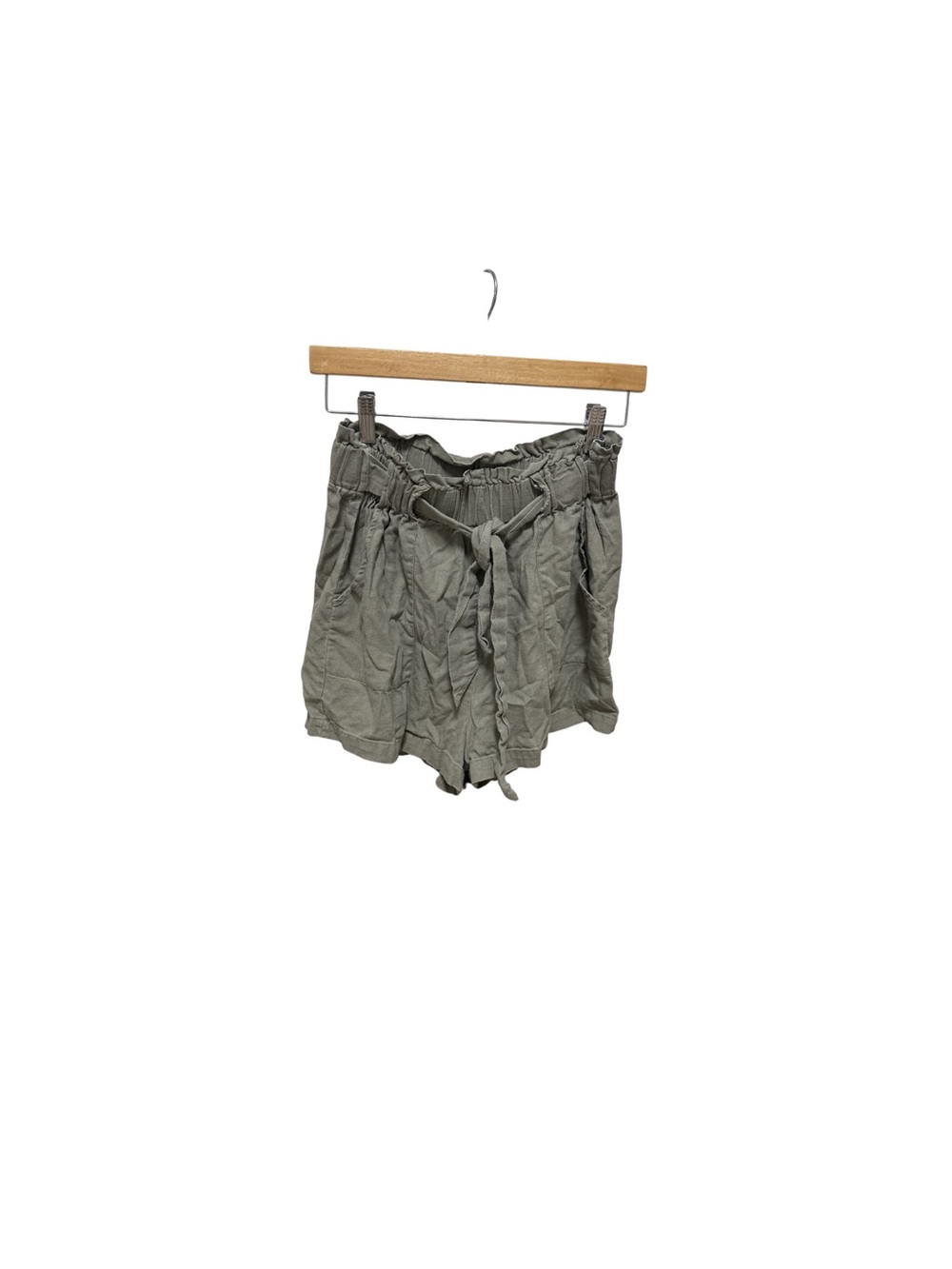 Charlotte Russe Olive High-Waist Paperbag Tie Shorts